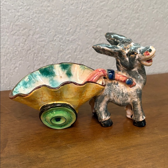 Other - Vintage Italian pottery donkey and cart